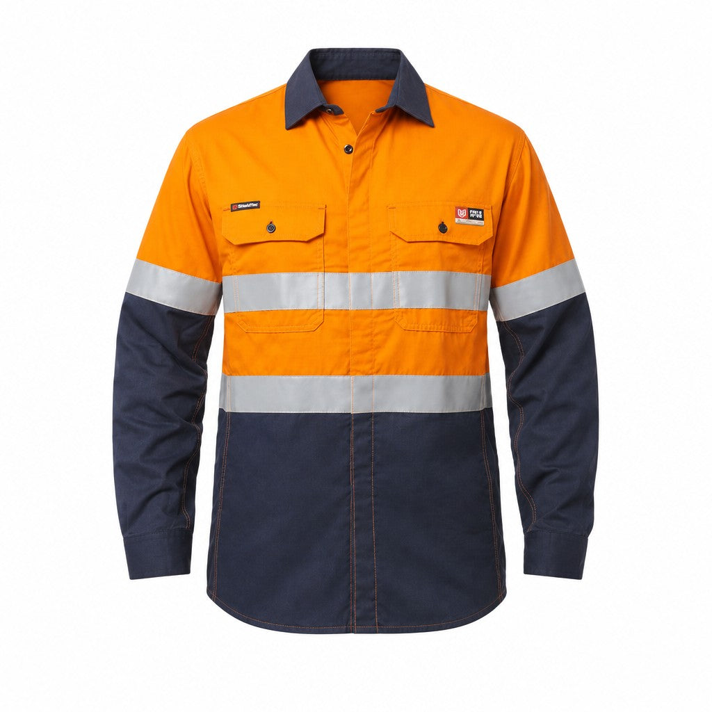 ShieldTec Fr Hi Vis 2 Tone Open Front Taped Shirt PPE2